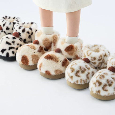 Spotted Puppy Ear Plush Slippers