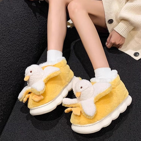 Whimsical Duck Plush Winter Slippers