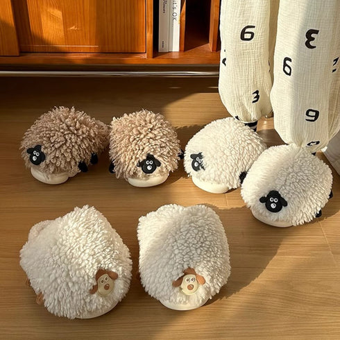 Playful Lamb Fleece Platform Slippers