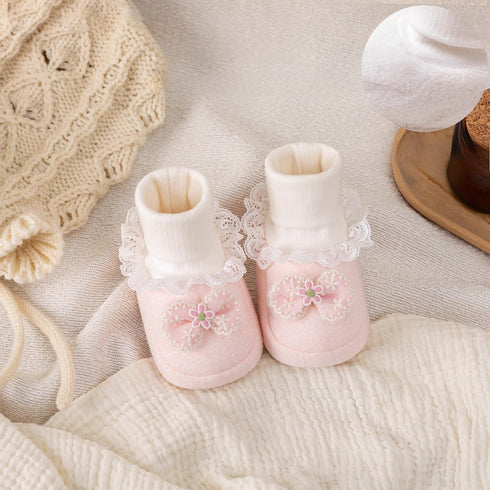 Ruffled Lace Bow Sock Boots