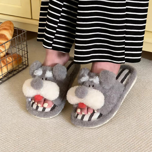 Whimsical Schnauzer Plush House Slides