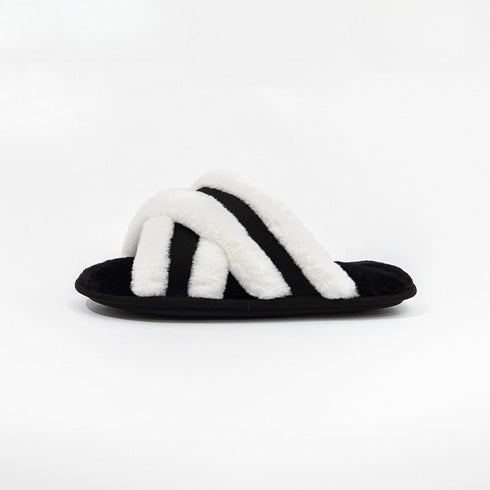 Fuzzy Crisscross Band Warm Slippers
