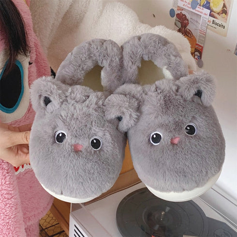 Whimsical Kitty Faux Fur Slippers