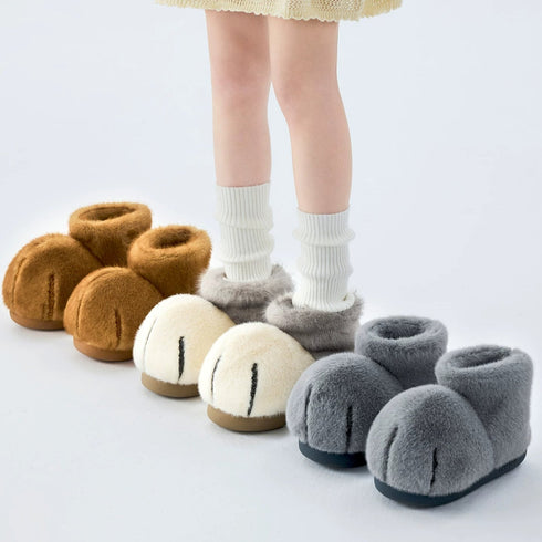 Plush Cat Paw Ankle Boots