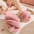 Plush Crisscross Open-Toe Slippers