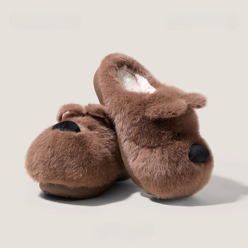 Fuzzy Puppy Face Plush Slippers