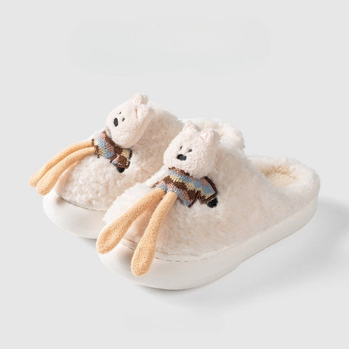 Fuzzy Puppy Character Plush Slippers