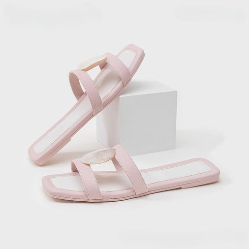 Chic Shell Decor Flat Slides