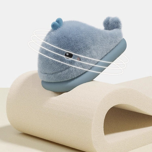 Whimsical Whale Plush Home Slippers