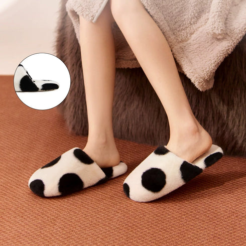 Retro Polka Dot Plush Slippers