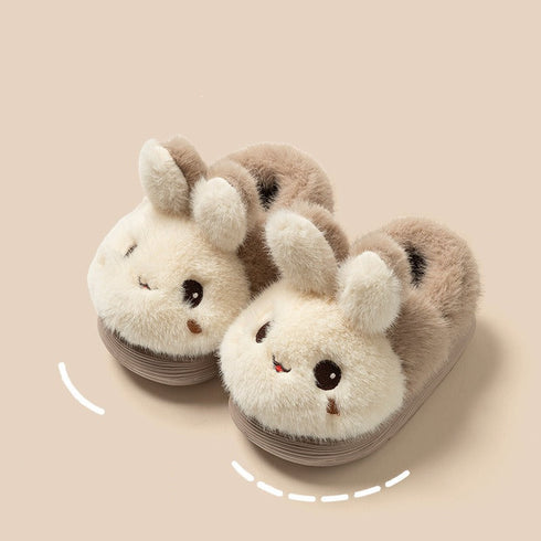Plush Bunny Bow Kids Slippers