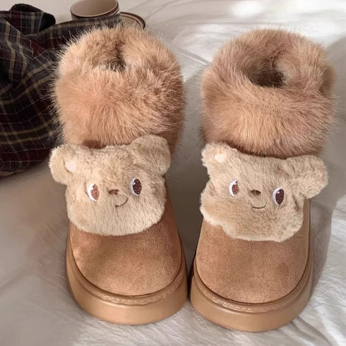 Bear Patch Fluffy Cuff Boots