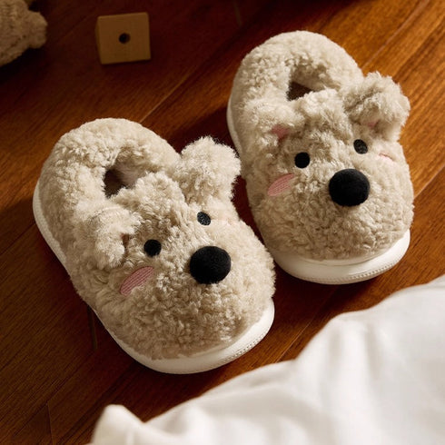Fuzzy Westie Dog Winter Slippers