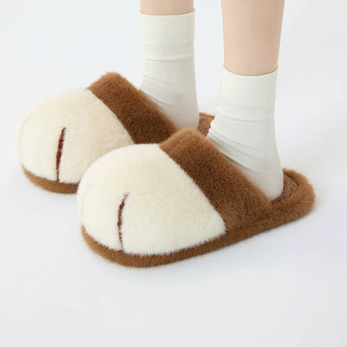Fluffy Cat Paw House Slippers