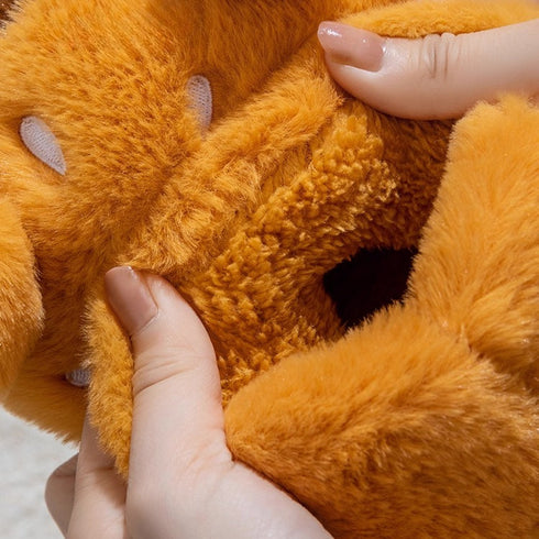Whimsical Capybara Burger Plush Slippers