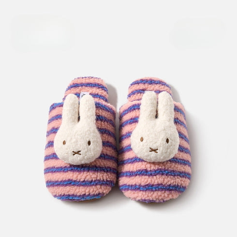 Striped Bunny Face Fleece Slippers