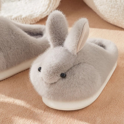 Fuzzy Bunny Ears Plush Slippers