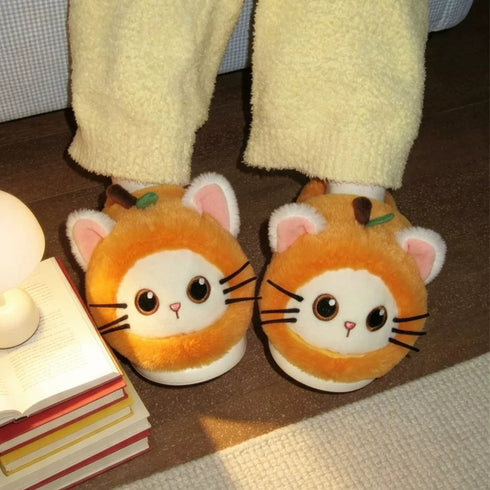 Fruit Kitty Plush House Slippers
