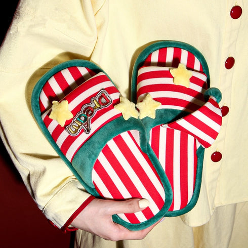 Contrast Stripe Star Patch Slippers