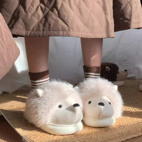 Whimsical Hedgehog 3D Plush Slippers