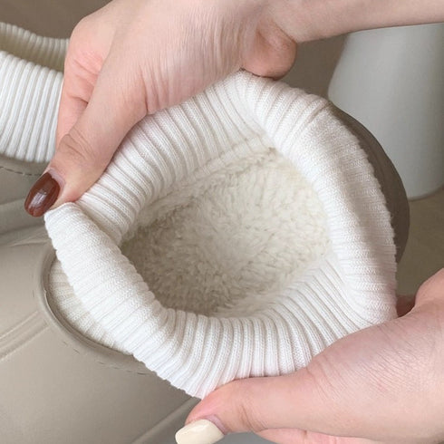 Chunky Knit-Cuff Winter Boots