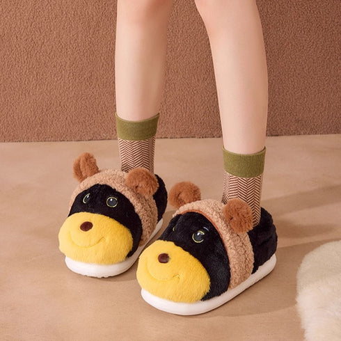 Whimsical Bee Puppy Plush Slippers