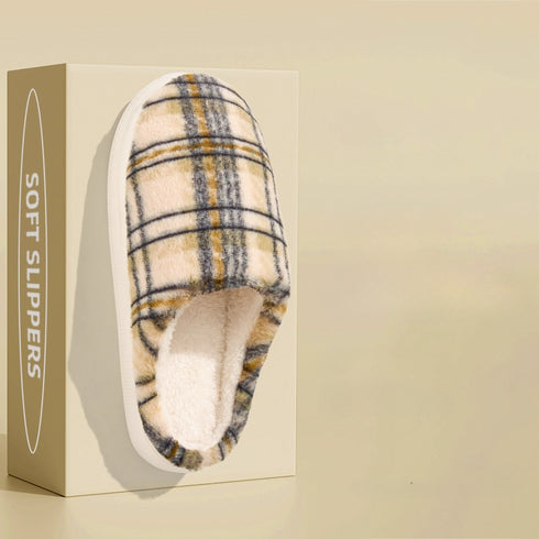 Retro Plaid Chunky Platform Slippers