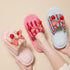 Cherry Bow Stripe Plush Slippers