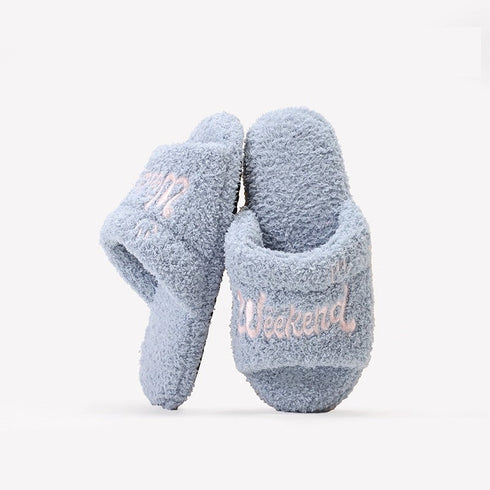 Cozy Weekend Vibe Plush Slides
