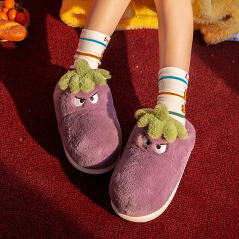 Fierce Eggplant Slippers