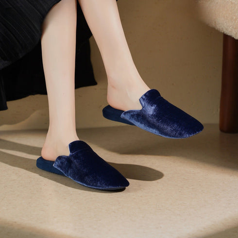 V-Notch Piped Silk-Touch Mules