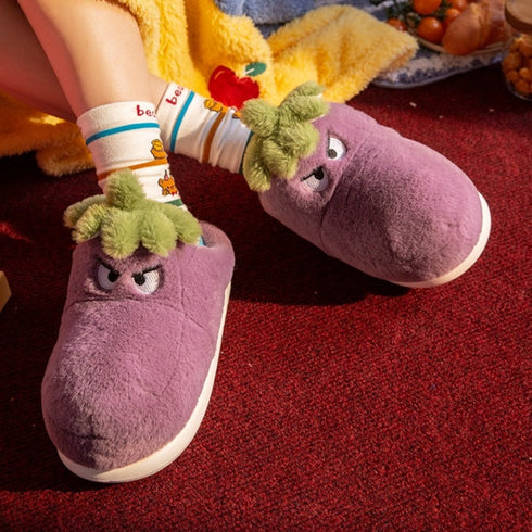 Fierce Eggplant Slippers