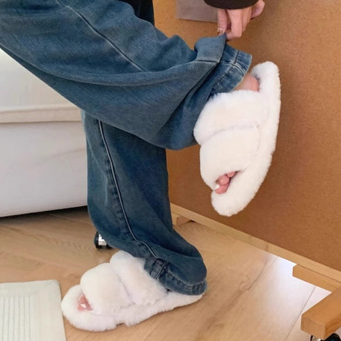 Double Puff Two-Strap Slippers