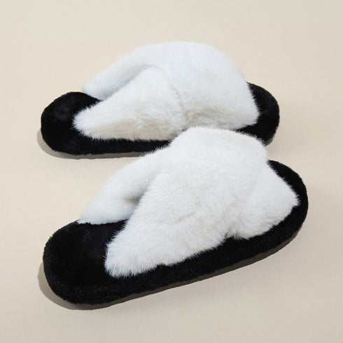 Crisscross Cloud Plush Platform Slippers