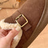 Cozy Buckle Strap Furry Clogs