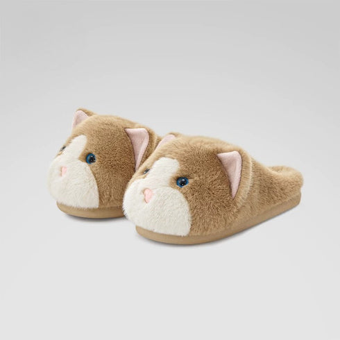 Playful Cat Face Plush Slippers