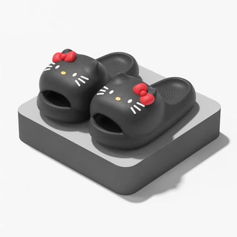 Whiskered Kitty Bow Foam Slides