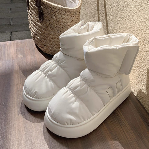 Glossy Padded Velcro Snow Boots