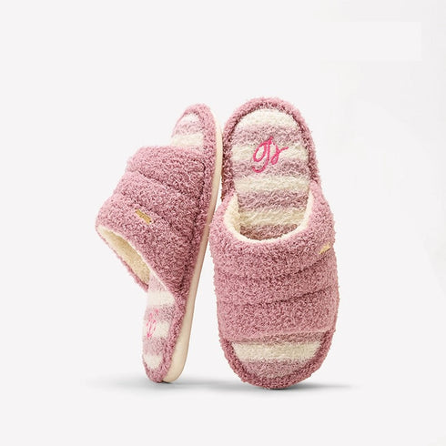 Fuzzy Striped Soft Home Slides