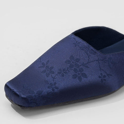 Pointed Bloom Embroidered House Mules