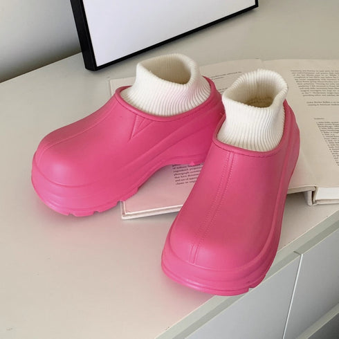 Chunky Knit-Cuff Winter Boots