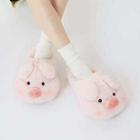 Fuzzy Pig Snout Indoor Slippers