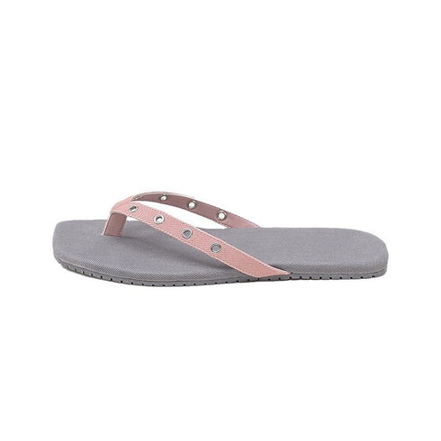 Grommet Detail Canvas Beach Flip Flops