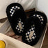 Fuzzy Checkerboard Plush Flip Flops