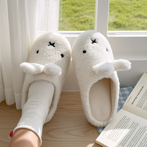Bunny Ears Fleece Slippers