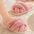 Plush Crisscross Open-Toe Slippers