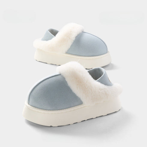 Plush Cuff Platform Slippers