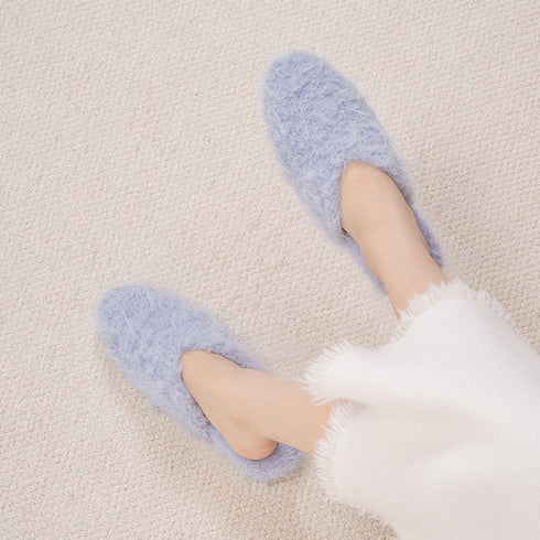 Fuzzy Heart-Patch Home Slippers