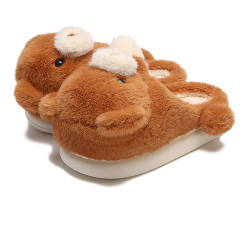 Snuggly Teddy Bear Plush Slippers