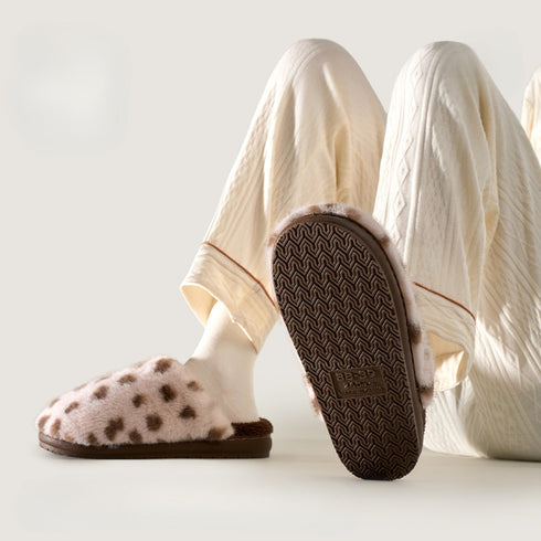 Fuzzy Spotted Indoor House Slippers